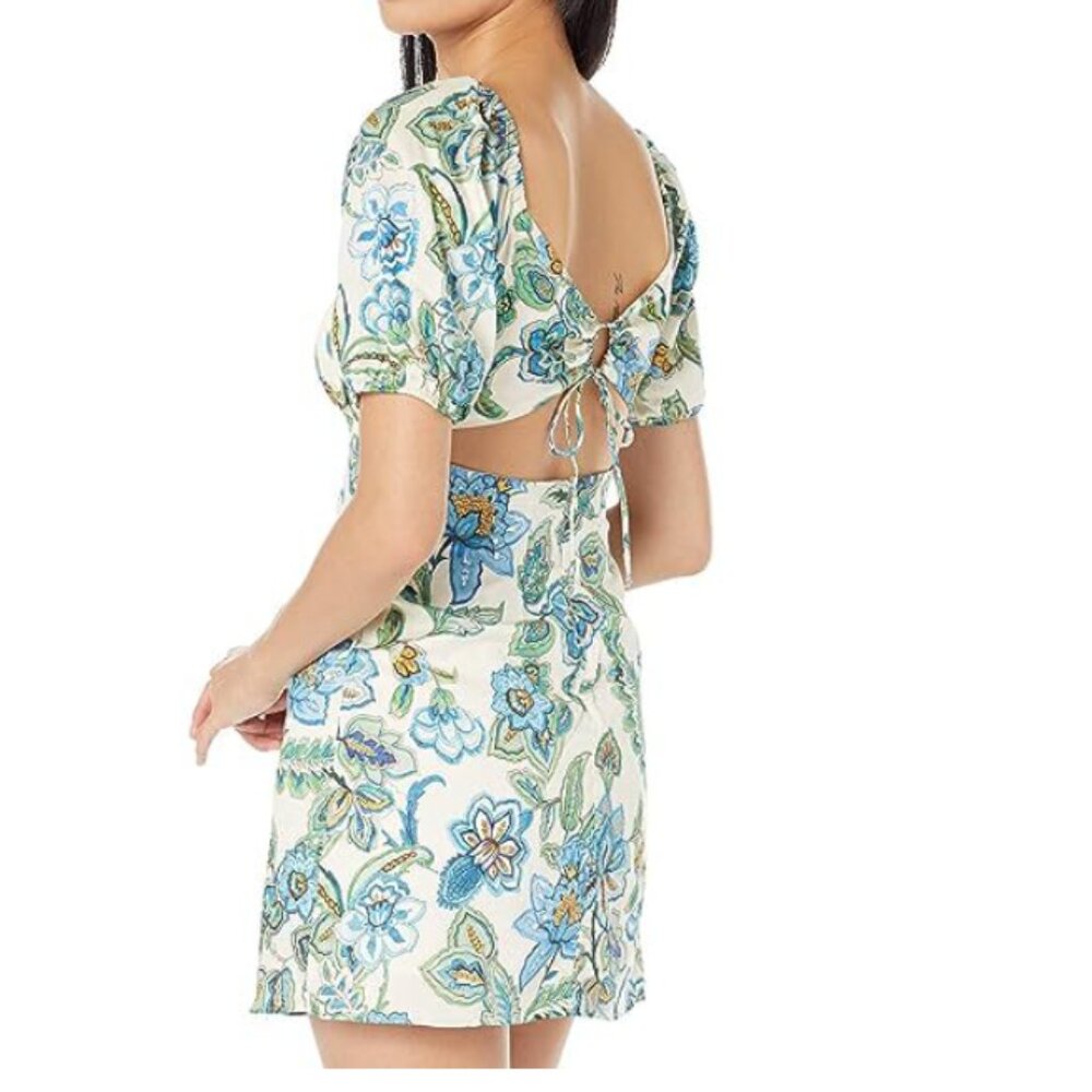 Mango Green and Blue Open Back Mini Dress